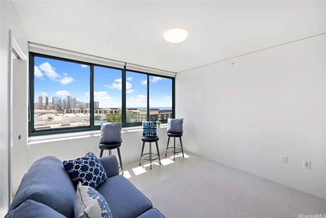 88 Piikoi St Unit 1405, Honolulu, HI 96814 - tiled living room with a skyline view