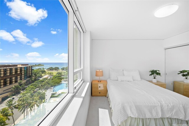 88 Piikoi St Unit 1405, Honolulu, HI 96814 - bedroom featuring a water view