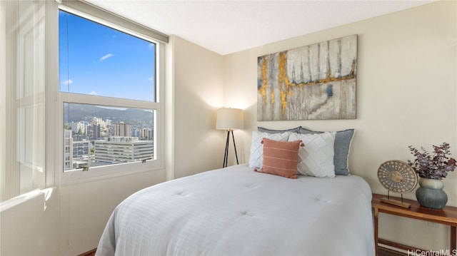 bedroom with multiple windows