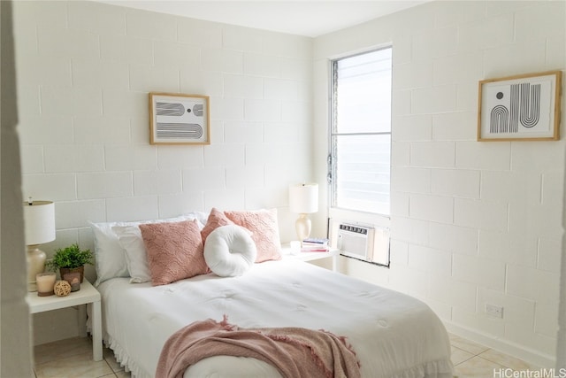 tiled bedroom featuring cooling unit