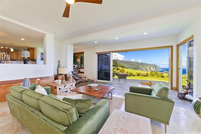 48-5528 Honokaa Waipio Rd, Honokaa, HI 96727 - living room featuring recessed lighting and ceiling fan