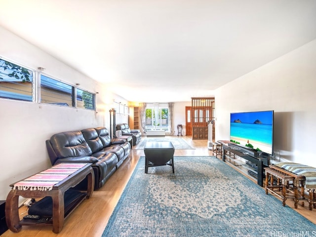 living room with wood-type flooring