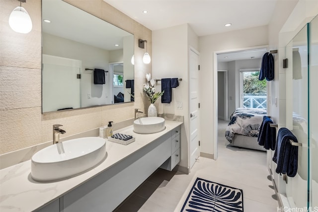 bathroom featuring vanity and tile patterned floors