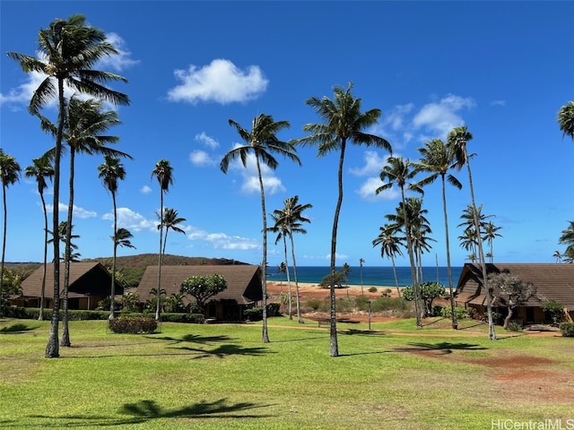 view of home's community with a lawn