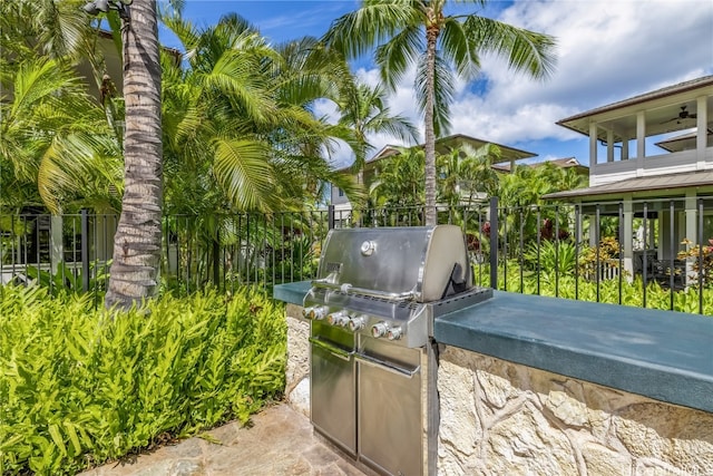 view of patio / terrace featuring grilling area and exterior kitchen