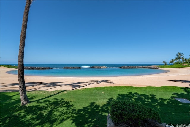 view of water feature with a view of the beach