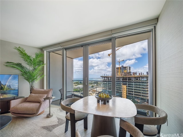 dining room featuring expansive windows and a healthy amount of sunlight