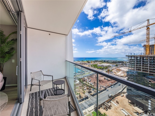 balcony with a water view