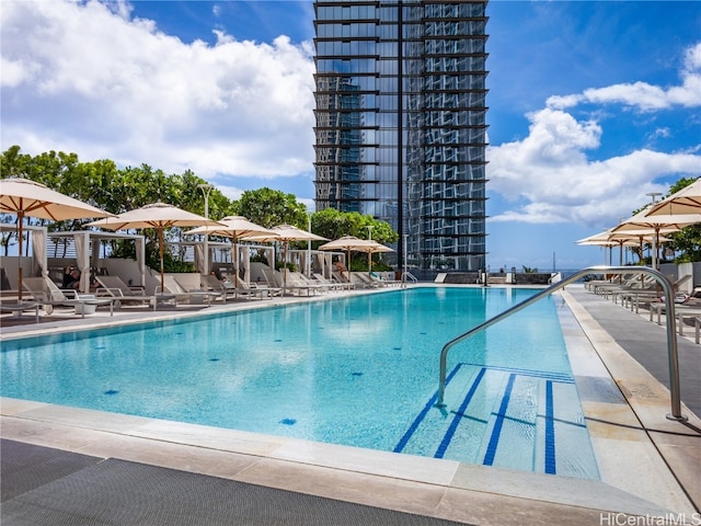 view of pool with a patio area