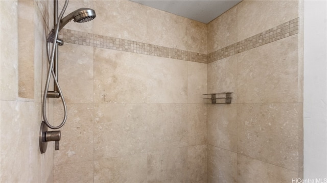 interior details featuring tiled shower