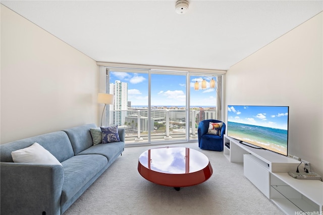 1288 Kapiolani Blvd Unit I1804, Honolulu, HI 96814 - living room featuring carpet flooring and floor to ceiling windows