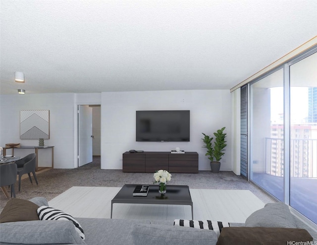 1561 Kanunu St Unit 1205, Honolulu, HI 96814 - living area with carpet floors and a textured ceiling
