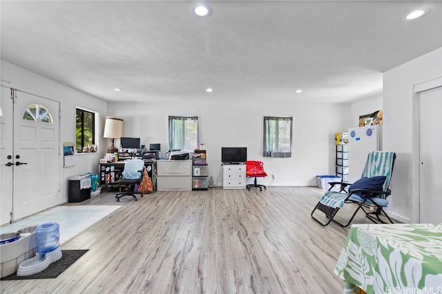 office featuring light wood-type flooring