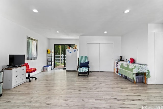 sitting room featuring light wood-type flooring