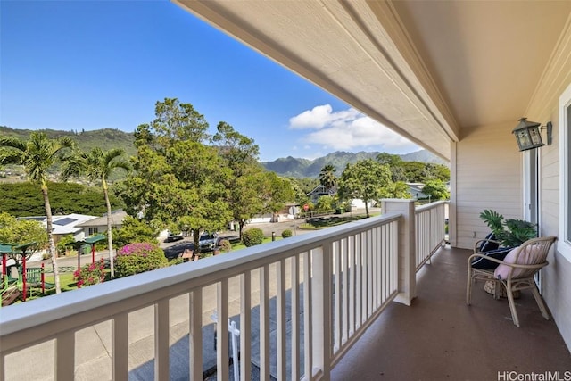 balcony with a mountain view