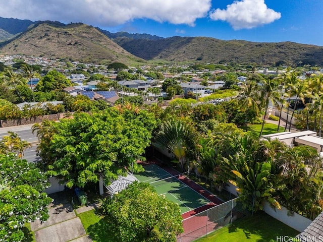 bird's eye view with a mountain view