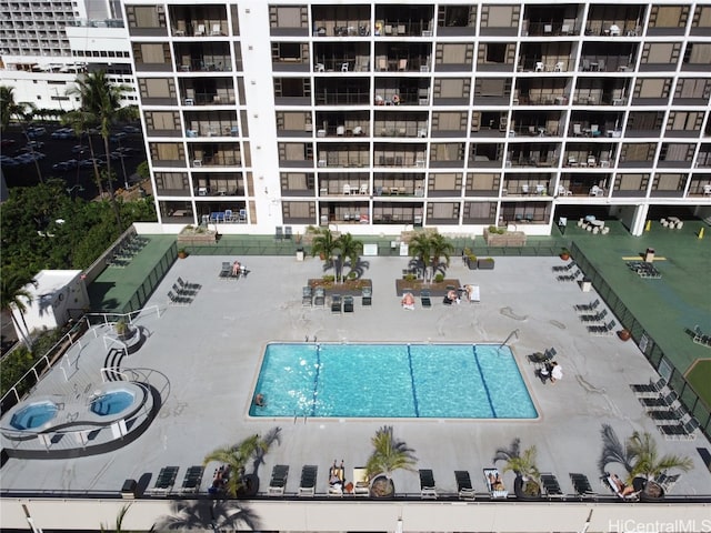 view of pool featuring a patio