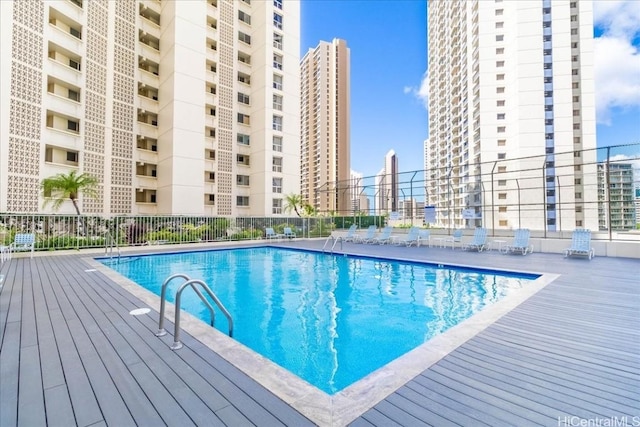 pool featuring fence