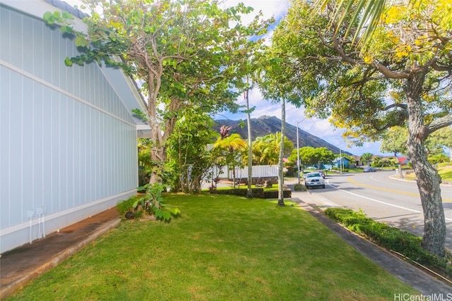 view of yard with a mountain view