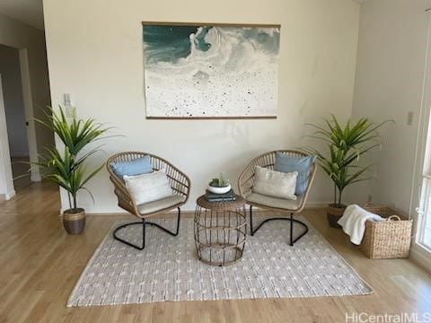 sitting room featuring wood-type flooring