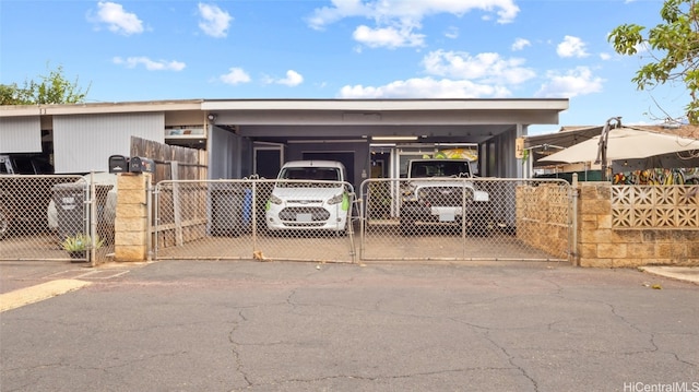 exterior space featuring a carport