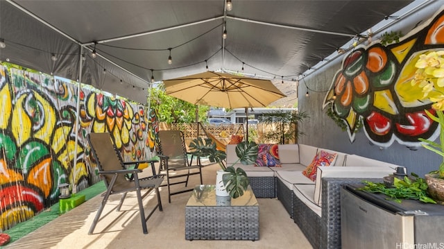 view of patio with an outdoor living space