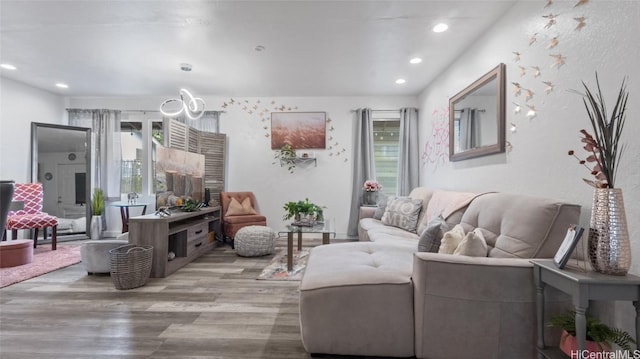 living room with light wood-type flooring