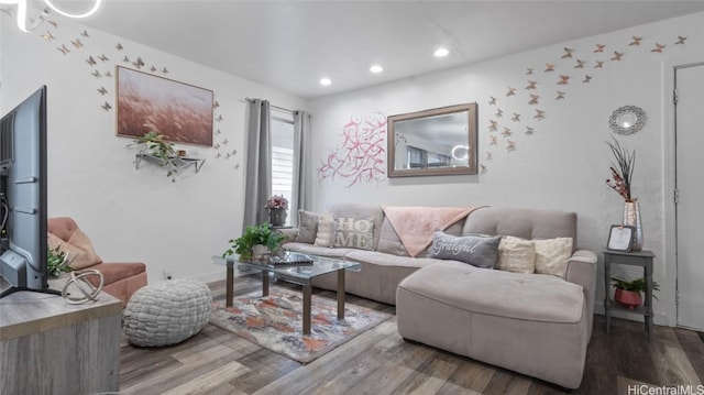 living room with wood-type flooring