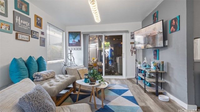 living room featuring light wood-type flooring