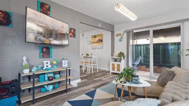 living room featuring wood-type flooring