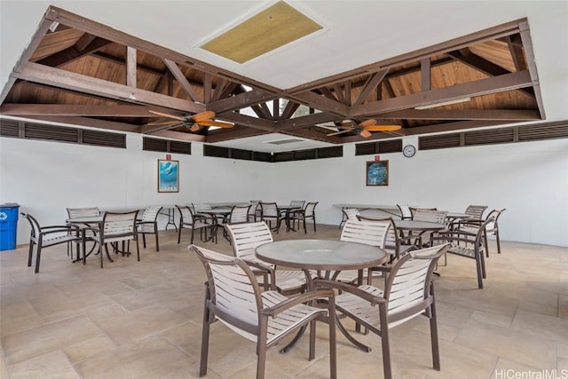 dining room with ceiling fan