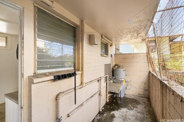 exterior space featuring electric water heater