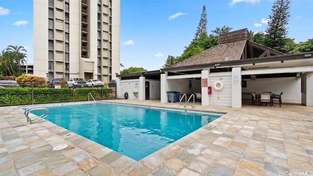 view of pool with a gazebo and a patio area