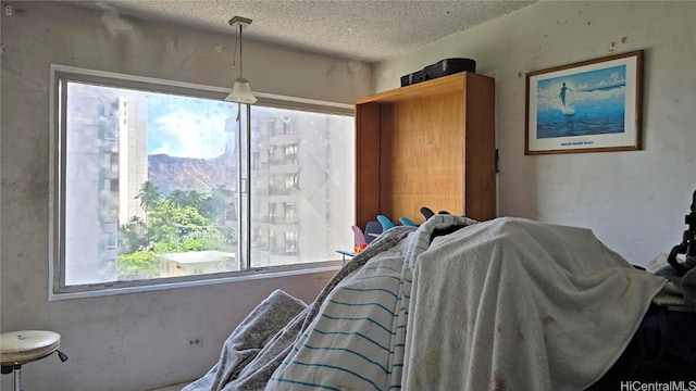 bedroom with a textured ceiling