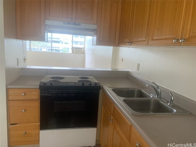 kitchen with sink and electric range