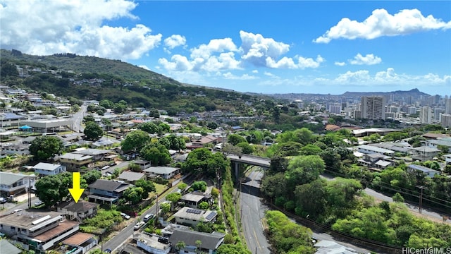 aerial view with a mountain view