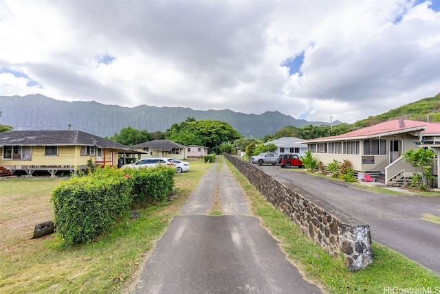 view of street with a mountain view