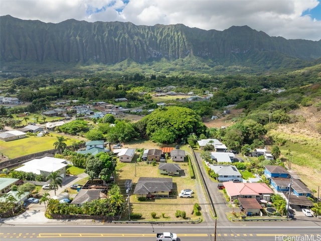 drone / aerial view with a mountain view