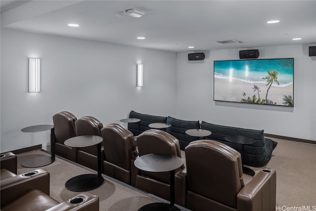 view of carpeted home theater