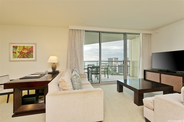 223 Saratoga Rd Unit 2607, Honolulu, HI 96815 - carpeted living area with a wall of windows