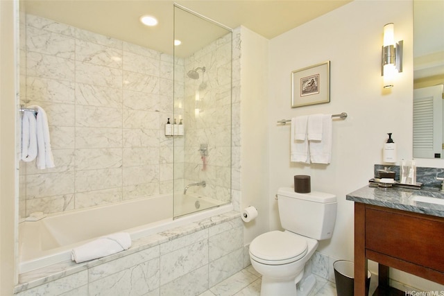 223 Saratoga Rd Unit 2607, Honolulu, HI 96815 - full bath featuring vanity, tiled shower / bath combo, and marble look tile flooring