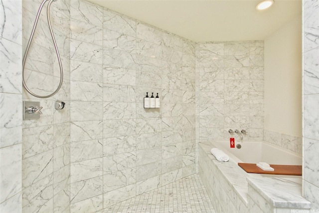 223 Saratoga Rd Unit 2607, Honolulu, HI 96815 - full bathroom with tiled tub, a tile shower, and recessed lighting