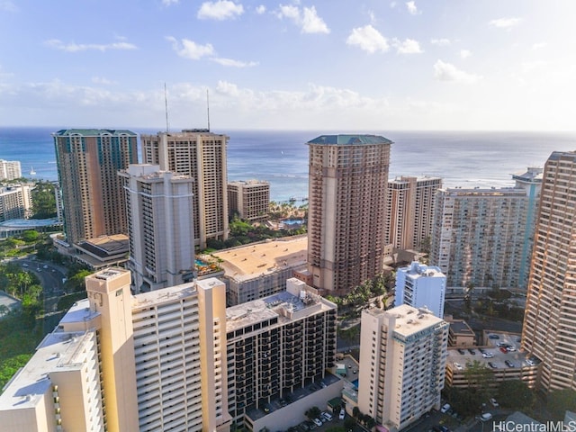 property's view of city featuring a water view