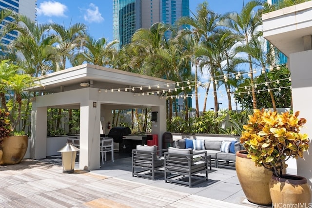 view of patio featuring an outdoor hangout area