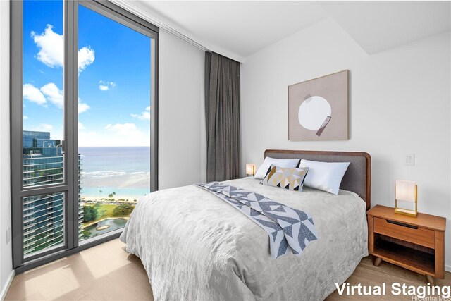 1000 Auahi St Unit 4106, Honolulu, HI 96814 - bedroom with multiple windows, a water view, and access to outside