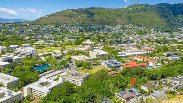 aerial view with a mountain view