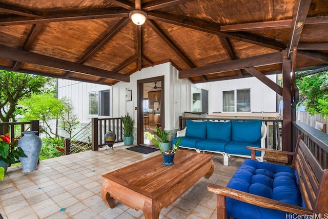 view of patio / terrace with a gazebo and an outdoor hangout area