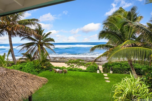 property view of water with a beach view