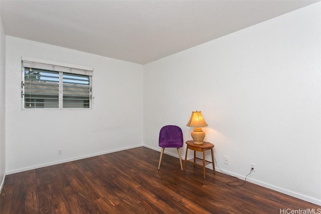 sitting room featuring dark wood-type flooring