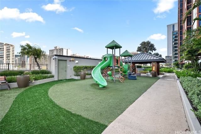 view of play area with a gazebo